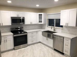 kitchen remodel in white cabinets